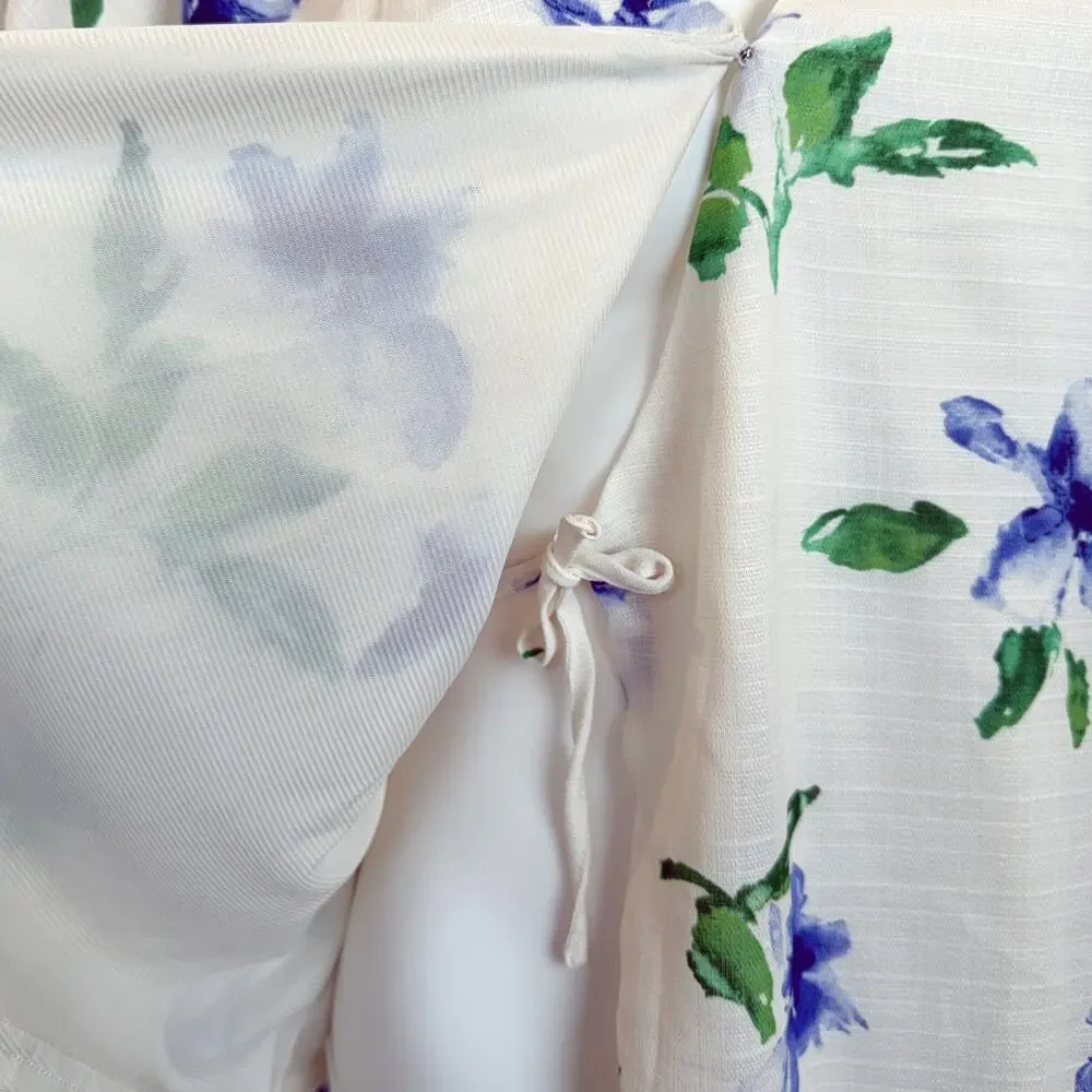 NWT COLLECTIVE CONCEPTS Semi-Sheer Floral Wrap Blouse (Ivory | Size S) - Picture 8 of 10